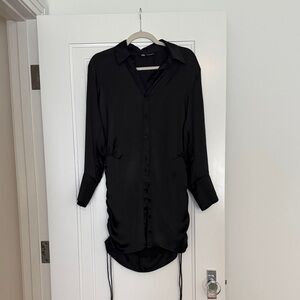 Zara Elegant Black Button-Down Shirt Dress
